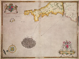 Map No. 1 Showing the Route of the Armada Fleet, Engraved by Augustine Ryther